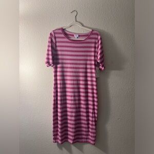 Pink Striped LuLaRoe Julia Dress